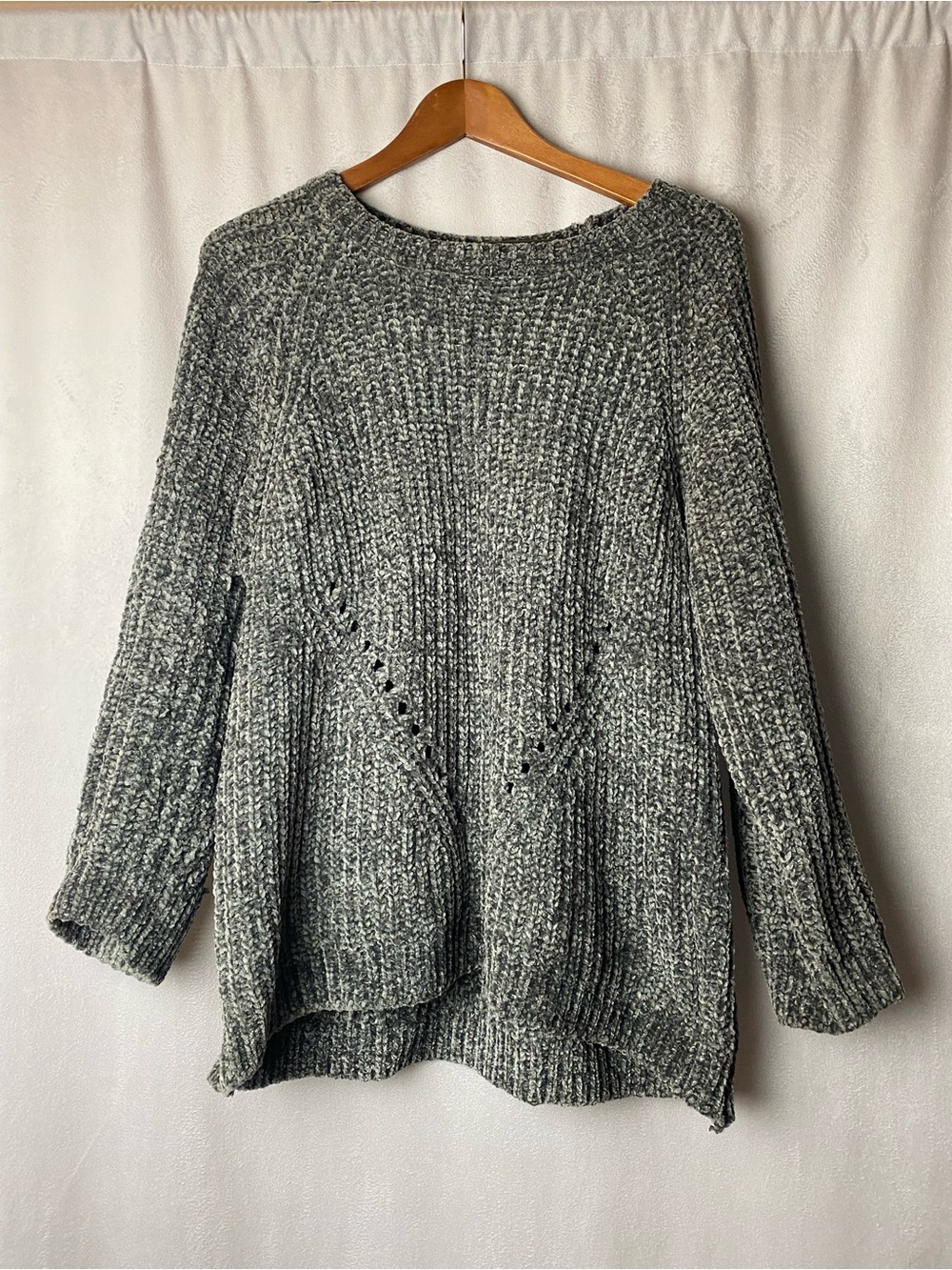 Poof Cozy Fall school Gray cotton blend Chenille Sweater Chunky Knit 1x